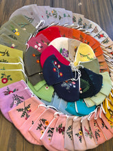 Load image into Gallery viewer, Embroidered Multi Colored Floral Linen Reusable Adult Face Masks