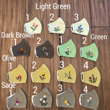 Load image into Gallery viewer, Embroidered Multi Colored Floral Linen Reusable Adult Face Masks