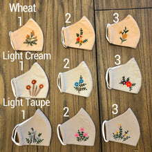Load image into Gallery viewer, Embroidered Multi Colored Floral Linen Reusable Adult Face Masks