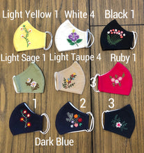 Load image into Gallery viewer, Embroidered Multi Colored Floral Linen Reusable Adult Face Masks