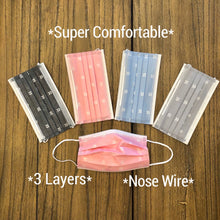 Load image into Gallery viewer, Pack of 10 or 50 Adult Premium Colorful Arrow BoHo Printed Disposable Face Masks | Pink | Blue | Gray | Dark Gray