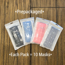 Load image into Gallery viewer, Pack of 10 or 50 Adult Premium Colorful Arrow BoHo Printed Disposable Face Masks | Pink | Blue | Gray | Dark Gray