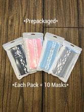 Load image into Gallery viewer, Pack of 10 or 50 Adult Premium Colorful Ribbon Bow Printed Disposable Face Masks